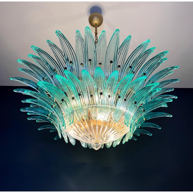 Vintage Murano Chandelier with 82 Turquoise Glasses, 1990s For Sale - Image 9 of 18
