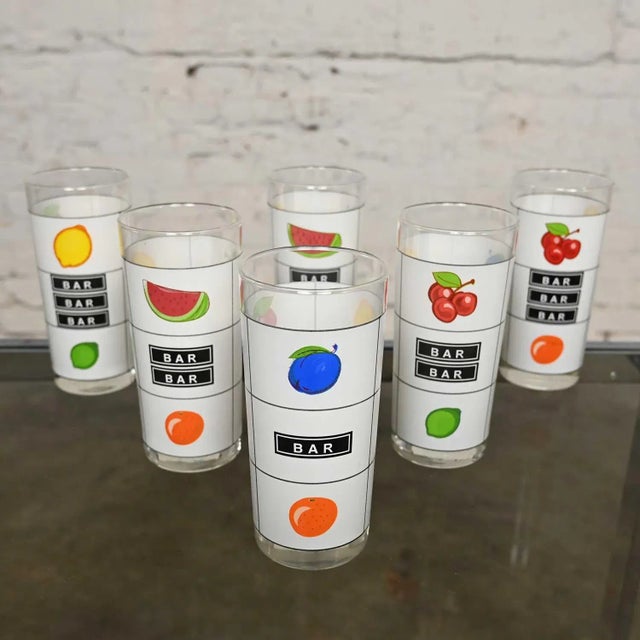 Late 20th Century Casino Slot Machine Highball Cocktail Glasses Set of 6 For Sale - Image 13 of 13