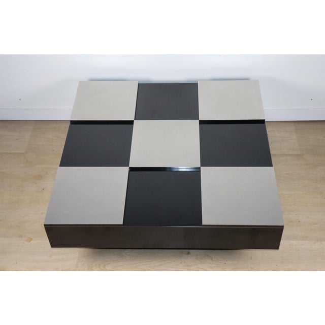 Vintage Coffee Table in Lacquered Wood and Aluminum, 1970s For Sale - Image 13 of 16