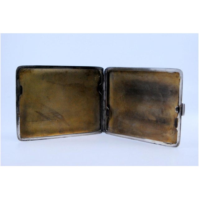 Metal Silver Cigarette Case with Hinged Lid For Sale - Image 7 of 9