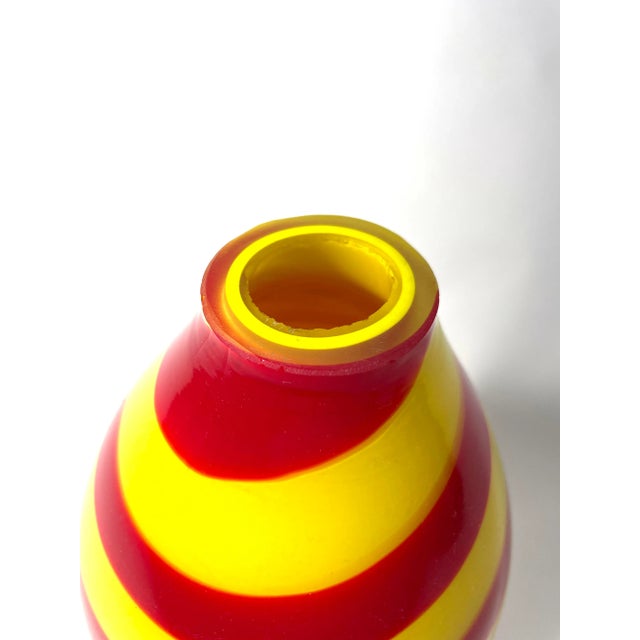 1920s Bohemian Red & Yellow Swirled Art Glass Vase For Sale In Buffalo - Image 6 of 10