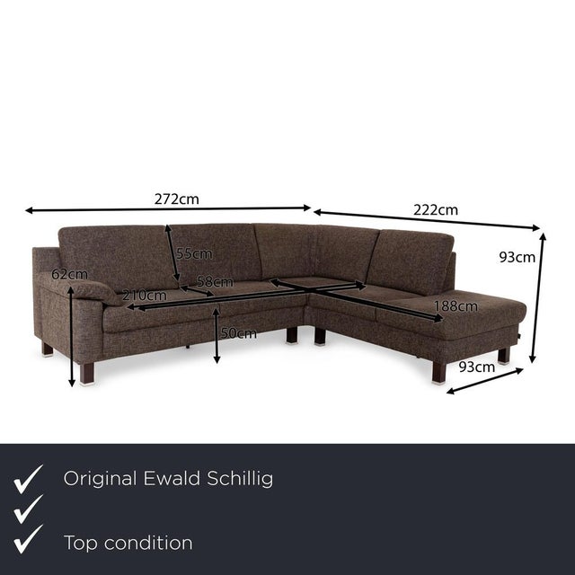 The Vario corner sofa by Ewald Schillig has a basic design with clear edges and lines. It is covered in a gray-brown...