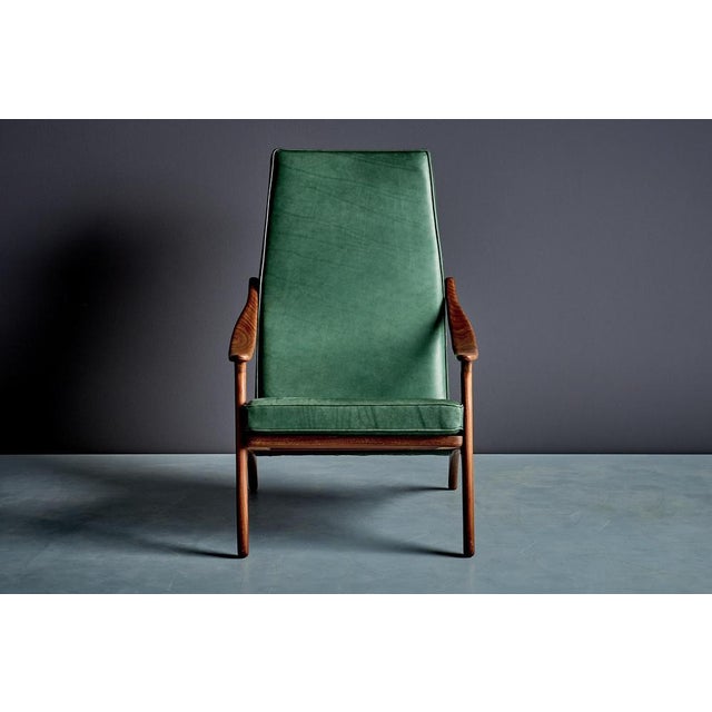 Highback Lounge Chair in Teak and Green Leather from Arne Hovmand-Olsen, 1960s For Sale - Image 3 of 15