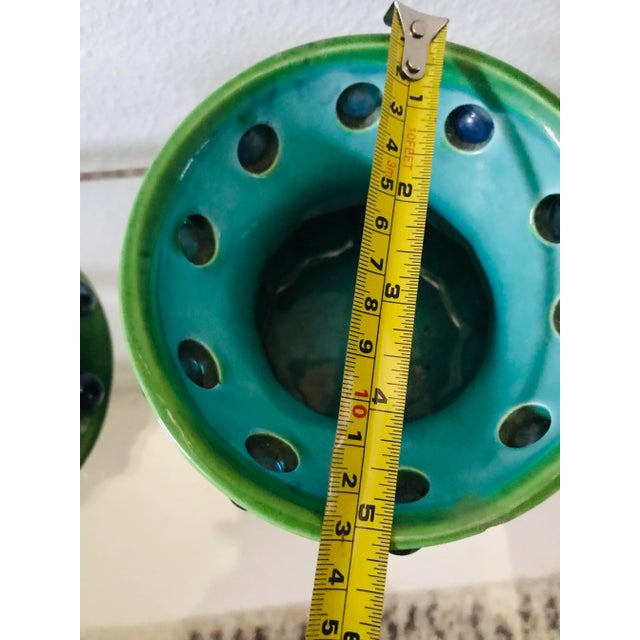 Art Deco Style Pair of Vintage Ceramic and Glass Cachepot Planters For Sale In Boise - Image 6 of 7