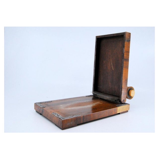 Wooden and Bakelite Notepad Holder with Silver Applications For Sale - Image 4 of 12