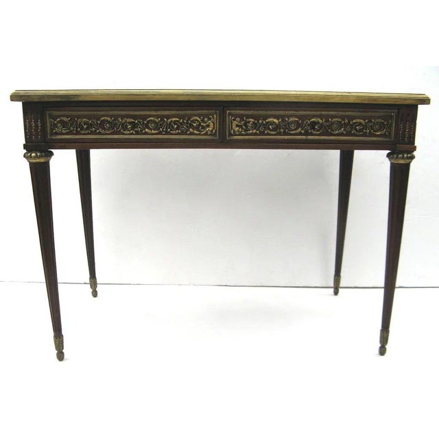 French Mahogany Ormolu Mounted Bureau Plat Desk Writing Table For Sale - Image 4 of 10