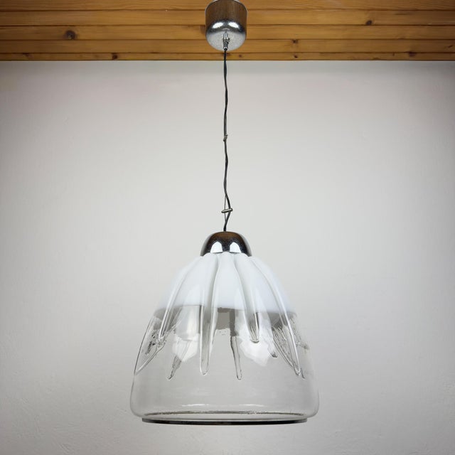 Rare original murano pendant lamp by toni zuccheri for veart, italy 1960s. the lamp has a spherical glass body with twelve...