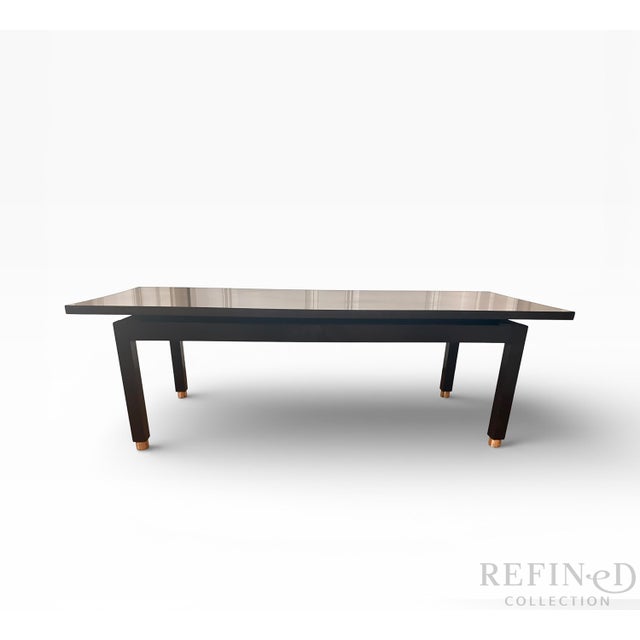 1960s 1960s Edward Wormley for Dunbar Laminate Top Coffee Table With Brass Sabots, 48” Mid-Century Modern For Sale - Image 5 of 16