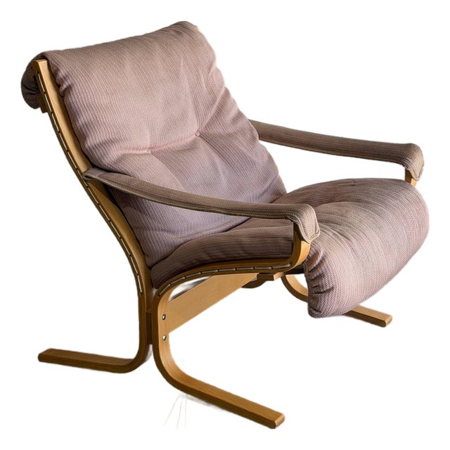 Beechwood Bentwood Lounge Chair With Dusty Pink Upholstery Mid-Century Modern 1970s For Sale