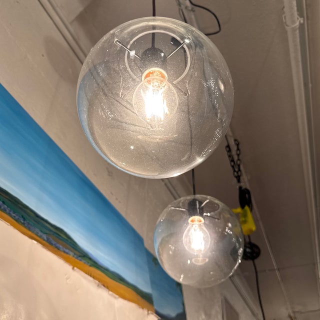 Visual Comfort Contemporary Glass Globe Pendants, Pair For Sale - Image 9 of 12