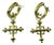 Late 20th Century 18 Karat Yellow Cross Charm Dangle Hoop Earrings, A Pair For Sale