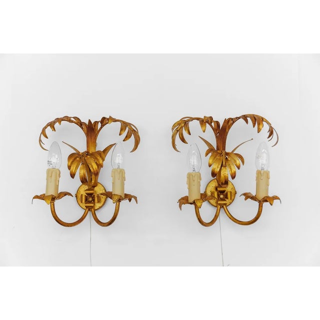 Hollywood Regency Double Palm Wall Lights from Hans Kögl, 1970s, Set of 2 For Sale - Image 13 of 13
