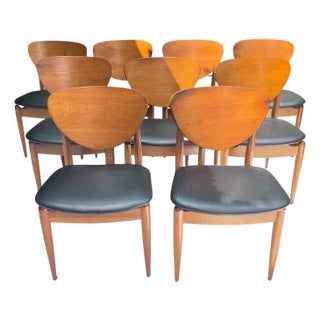 Mid 20th Century Set of 10 Finn Juhl Attributed Walnut Dining Chairs, Denmark, 1950s For Sale