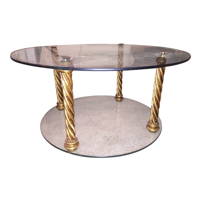 Gold Leaf & Glass 4 Pillar Side Table Chairish