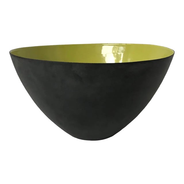 1950s Herbert Krenchel Denmark Torben Ørskov Lime Green Enamel Bowl For Sale