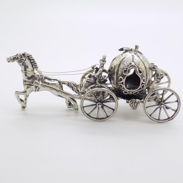 Vintage Italian Handmade Silver Cinderella Pumpkin Carriage with Horse Figurine, 1980s For Sale - Image 13 of 13