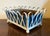 White 1930's White Painted Zinc Basketweave Cachepot Planter or Jardiniere With Blue Tole Liner on Ball Feet For Sale - Image 8 of 14