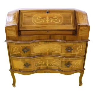 Louis XV Style Inlaid Secretaire with Curved Front For Sale