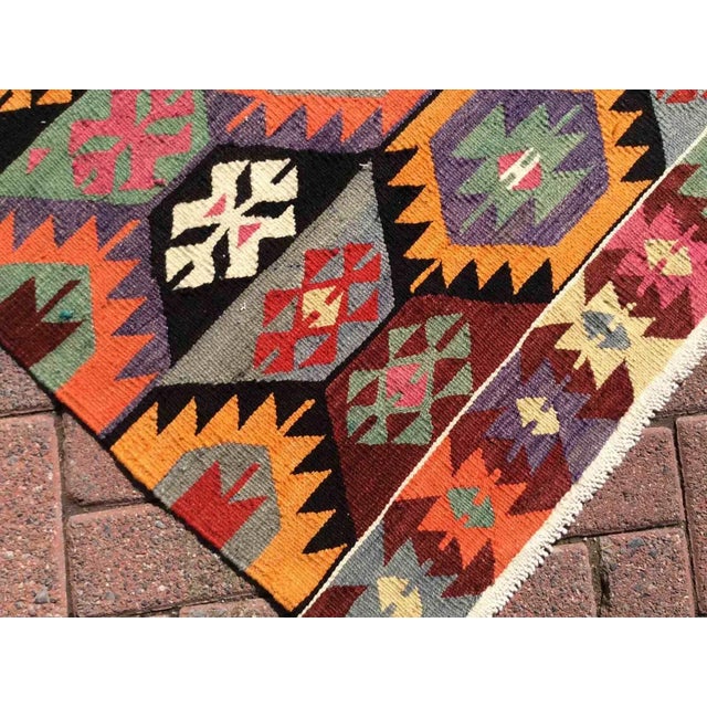 Traditional 1960s Vintage Colorful Turkish Kilim Rug - 38.5" X 47" For Sale - Image 3 of 9