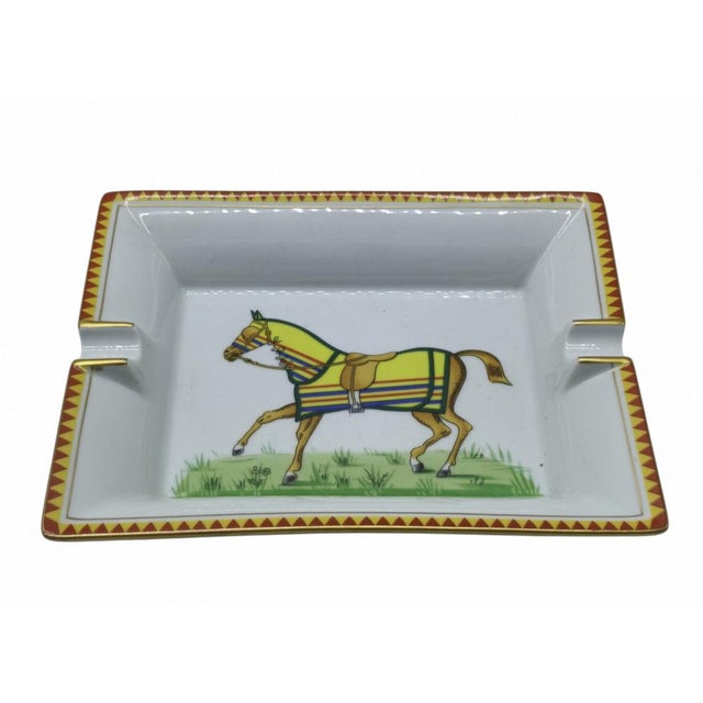 Mid-Century Modern Porcelain Rectangular Ashtray from Hermès, Paris, 1970s For Sale - Image 3 of 9