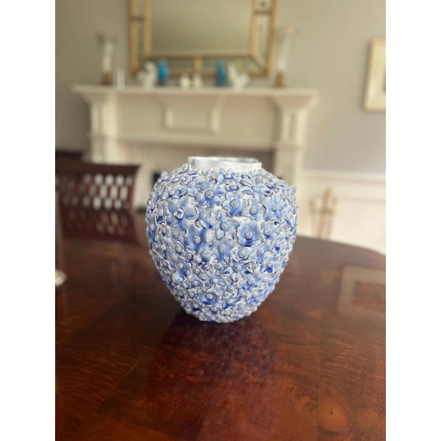 Mid-Century Modern Large Handmade Ceramic Vase with Flowers For Sale - Image 3 of 5