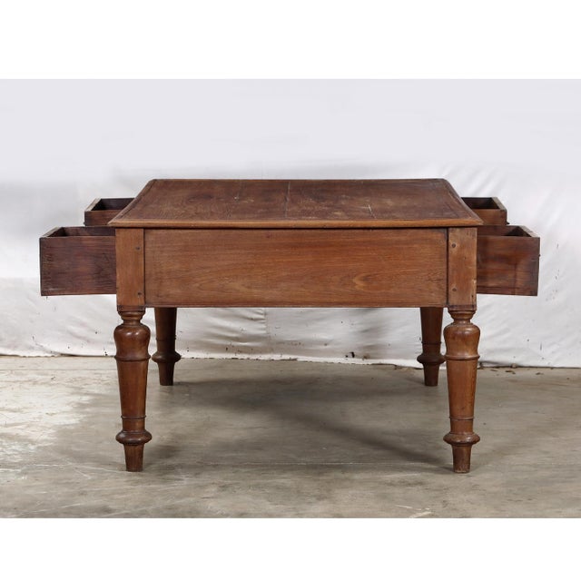 Antique Anglo-Indian Teakwood Partner’s Writing Table For Sale In Santa Fe - Image 6 of 9