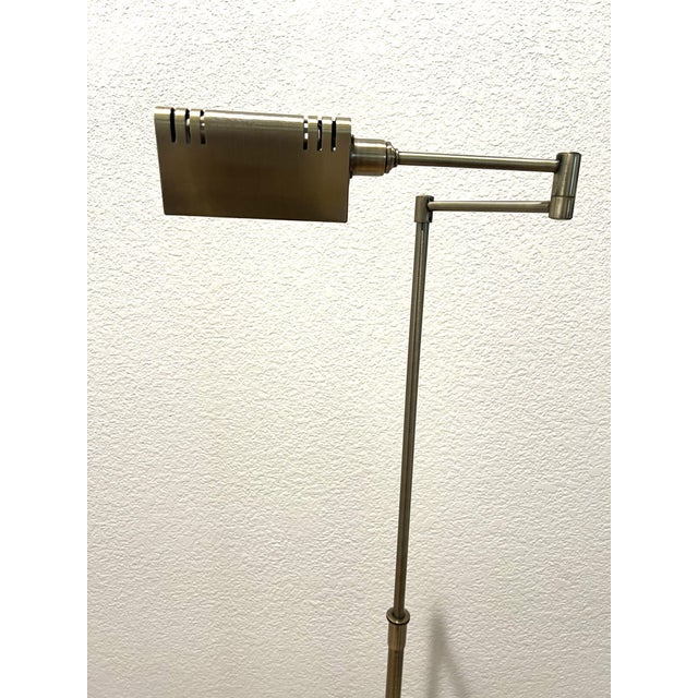 Vintage Brass Adjustable Pharmacy Floor Lamp For Sale - Image 4 of 9