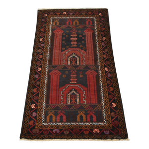 Baloch Rug 2’10” X 4’10” Blue Wool Vintage Tribal Hand-Knotted Oriental Carpet