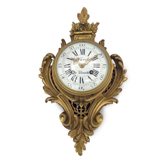 Metal French Gilt Bronze Cartel Clock from Navet À Versailles, Mid-19th Century For Sale - Image 7 of 7