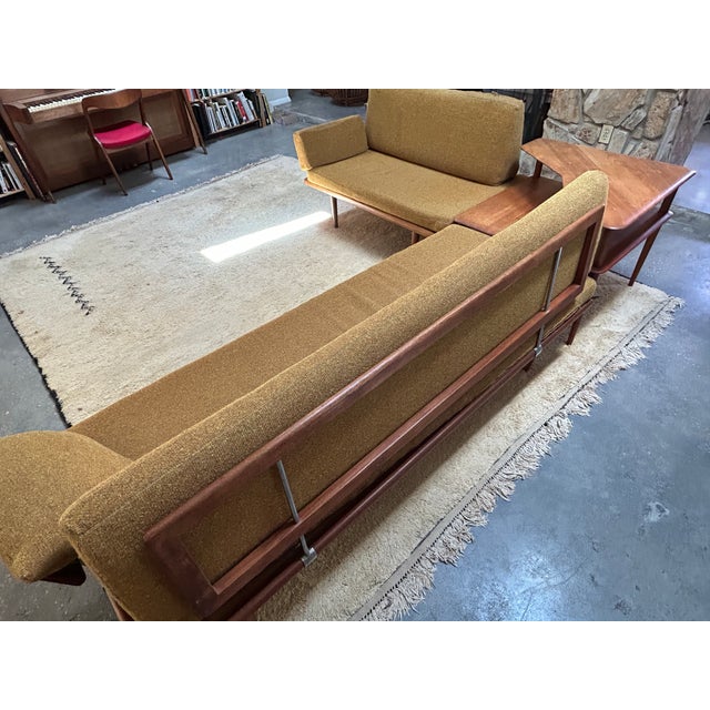 Vintage Danish MCM Peter Hvidt Minerva Sectional Sofa End Corner Table--3 Piece Set For Sale - Image 9 of 17