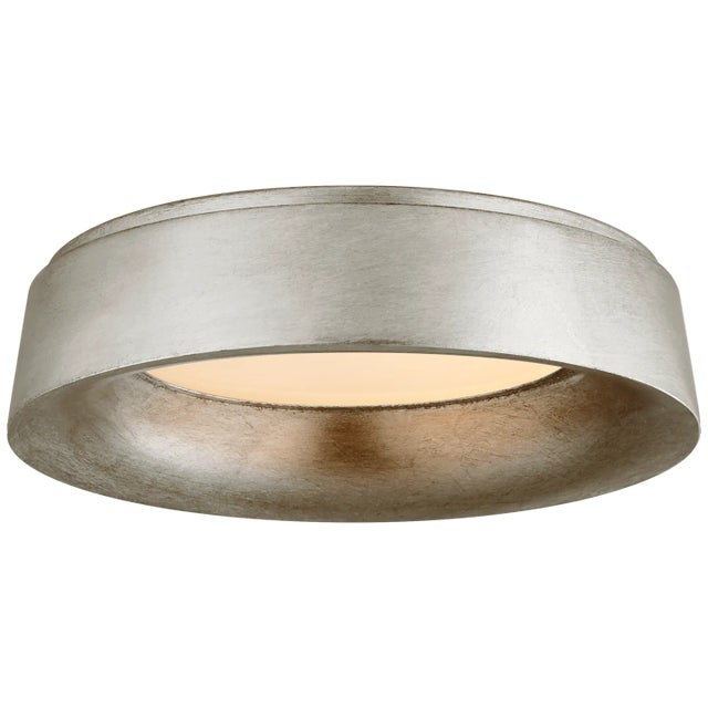 Barbara Barry for Visual Comfort Signature Halo Large Flush Mount in Burnished Silver Leaf For Sale