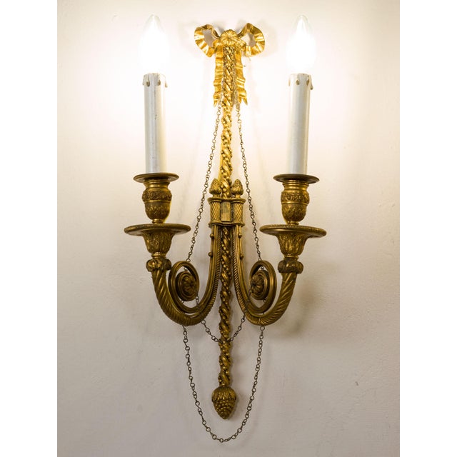Napoleon III Wall Lamps in Gilded and Hand-Chiseled Bronze, Set of 2 For Sale - Image 4 of 9