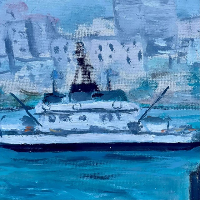 Mid-Century San Diego Waterfront Oil Painting of Coronado Ferryboat, Signed & Framed Vintage Art For Sale In San Diego - Image 6 of 9