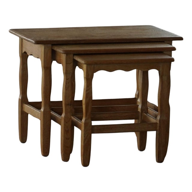 Mid-Century Modern Nesting Tables in Oak, 1960s, Set of 3 For Sale