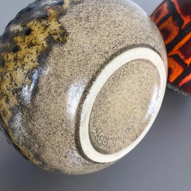 Fat Lava Multi-Color Pottery Vases from Scheurich, Germany, 1970s, Set of 2 For Sale - Image 16 of 18