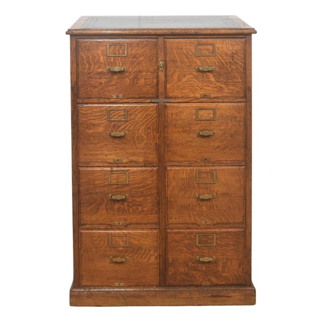 Antique Oak Double Filing Cabinet, 1890s For Sale