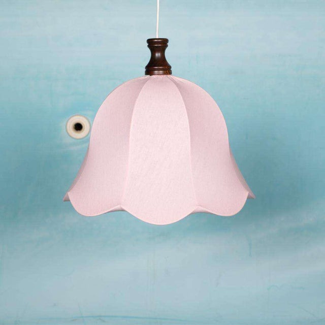 Vintage Scandinavian Pink Tulip Hanging Lamp For Sale - Image 3 of 15