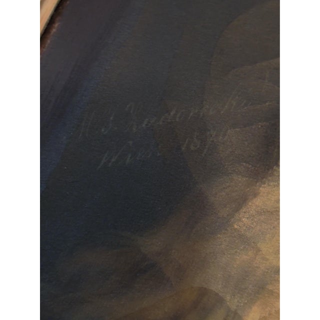 Textile Antique Oil on Canvas Spatal Gilt Frame, Vienna, Signed 1870 For Sale - Image 7 of 16