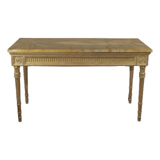 Console Table with Redone Marble Top For Sale