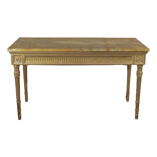 Console Table with Redone Marble Top For Sale