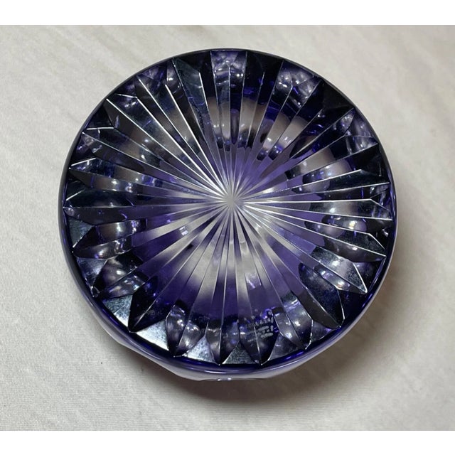 Vintage Hand Made Cut to Clear Purple Amethyst Glass Desk Paperweight Crystal For Sale - Image 9 of 9