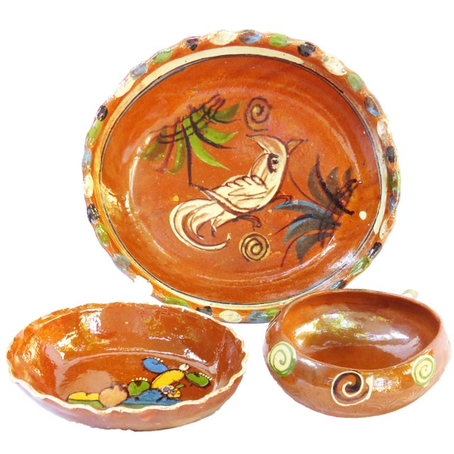 Midcentury Mexican Folk Art Redware Serving Bowls, Set of 3 For Sale In Tulsa - Image 6 of 6