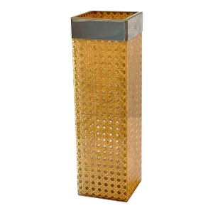1970's French Dior Style Lucite, Chrome, Rattan Holder