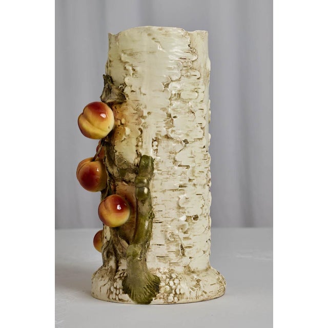 Late 19th Century Monumental Art Nouveau Josef Strnact Majolica Vase With Peaches, Bohemia For Sale - Image 5 of 8
