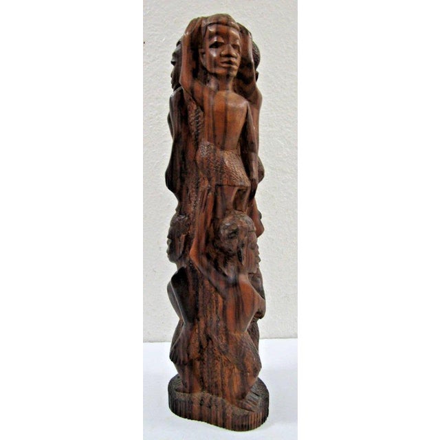 Wood Vintage Makonde Tree of Life Ujamaa Wood Carving Sculpture For Sale - Image 7 of 17