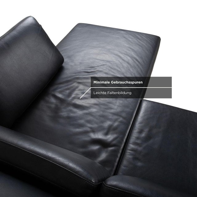 Leather Chrome Corner Sofa in Black with Manual Function by Brühl Moule For Sale - Image 14 of 18