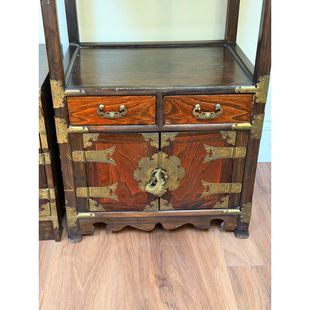 Vintage Pagoda Style Wood Display Cabinets Set, 3 Pieces For Sale - Image 9 of 18