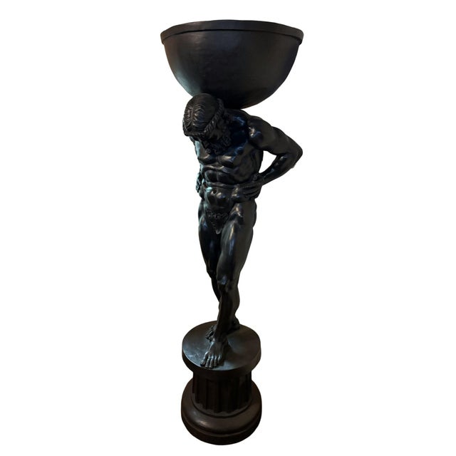 Grand Tour Monumental Atlas Bronze Bowl Sculpture – 95” Tall For Sale - Image 3 of 5
