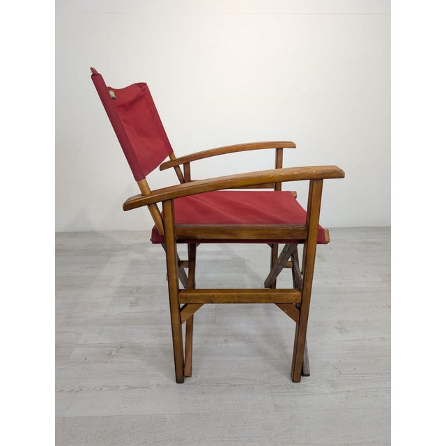 Red Vintage Wooden Directors Chair in Fabric For Sale - Image 8 of 12