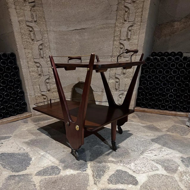 Mid-Century Modern 1950s Eugenio Escudero Bar Service Cart Mexico City For Sale - Image 3 of 13